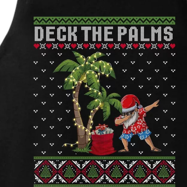 Deck The Palm Tree Lights Tropical Hawaii Family Christmas Funny Gift Ladies Tri-Blend Wicking Tank