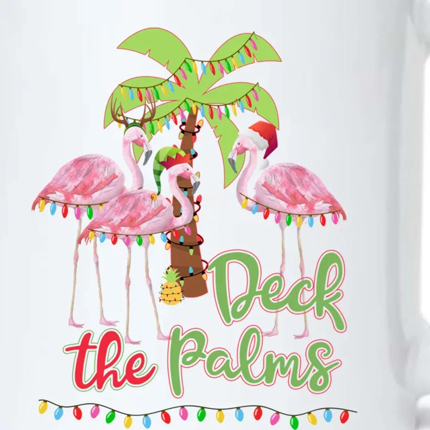 Deck The Palms Flamingo Christmas Vacation Family Great Gift Black Color Changing Mug