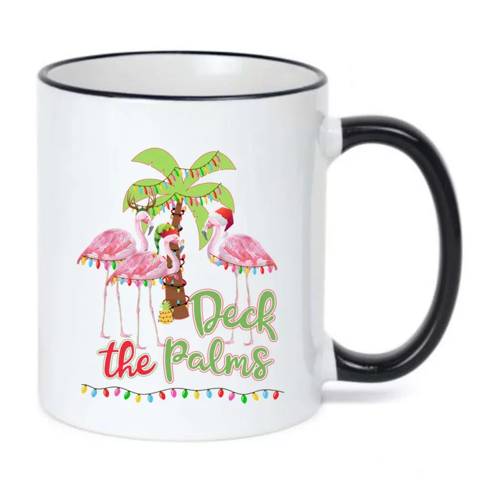 Deck The Palms Flamingo Christmas Vacation Family Great Gift Black Color Changing Mug