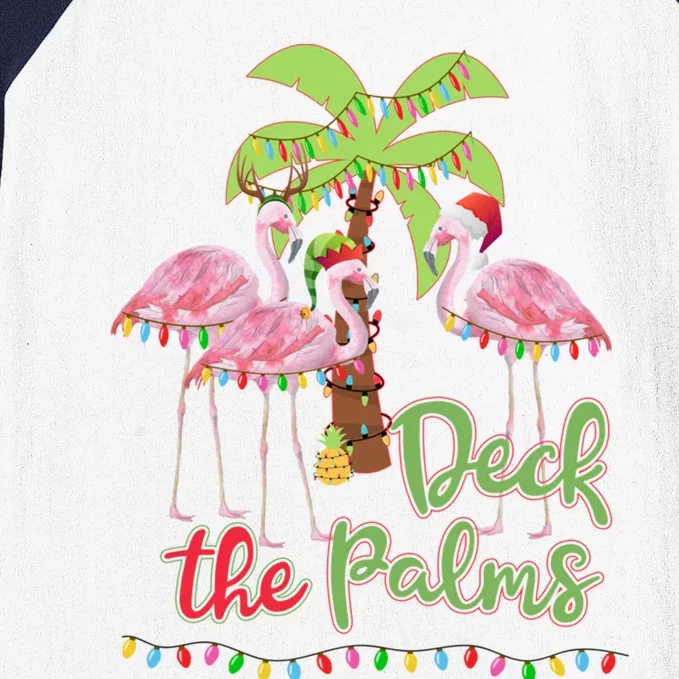 Deck The Palms Flamingo Christmas Vacation Family Great Gift Baseball Sleeve Shirt