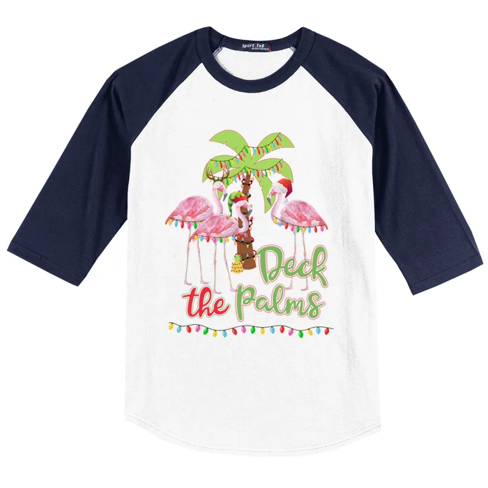 Deck The Palms Flamingo Christmas Vacation Family Great Gift Baseball Sleeve Shirt