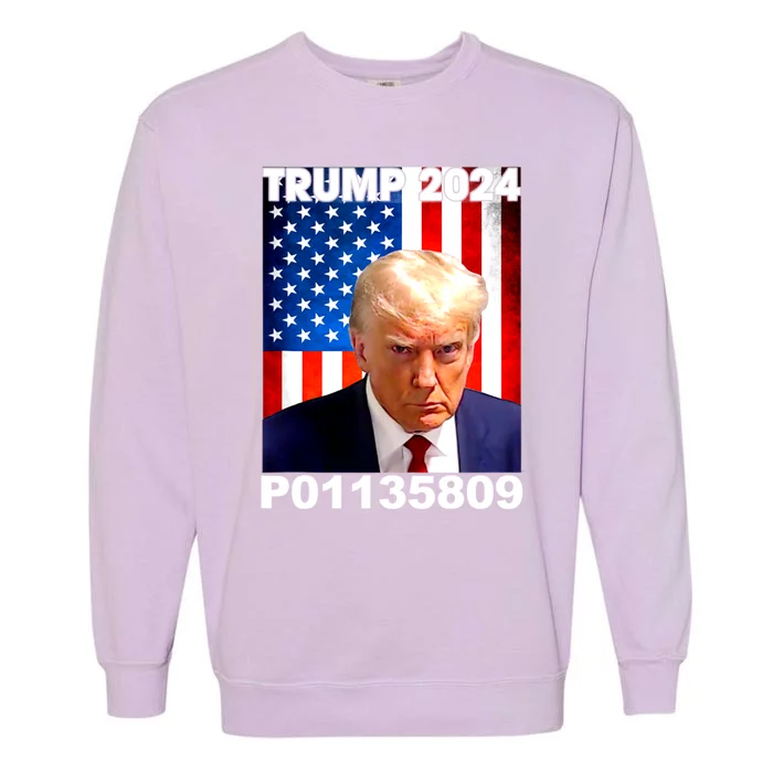 Donald Trump Prison Mugshot Funny Fulton County GA Garment-Dyed Sweatshirt