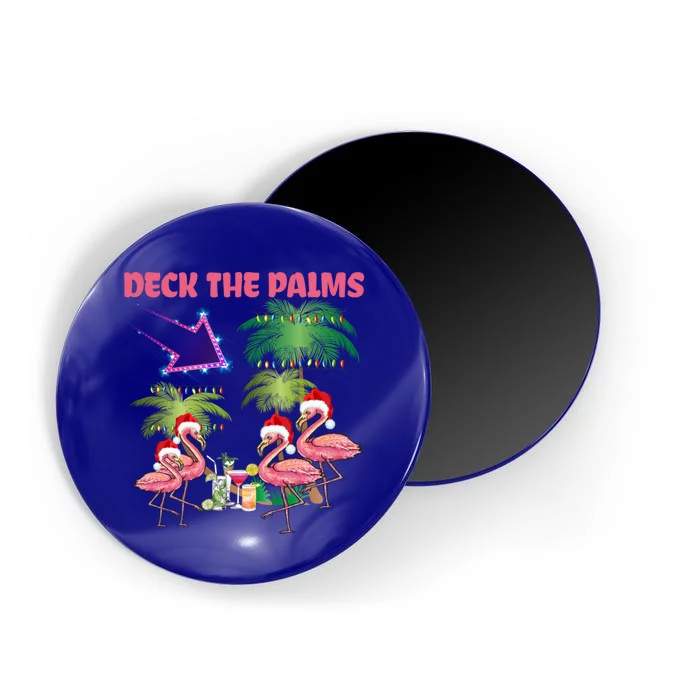 Deck The Palms Flamingo Tropical Christmas Palm Tree Lights Gift Magnet