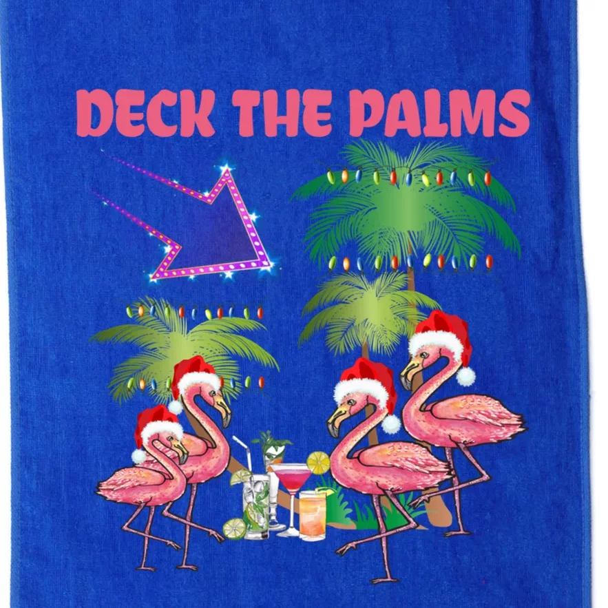 Deck The Palms Flamingo Tropical Christmas Palm Tree Lights Gift Platinum Collection Golf Towel