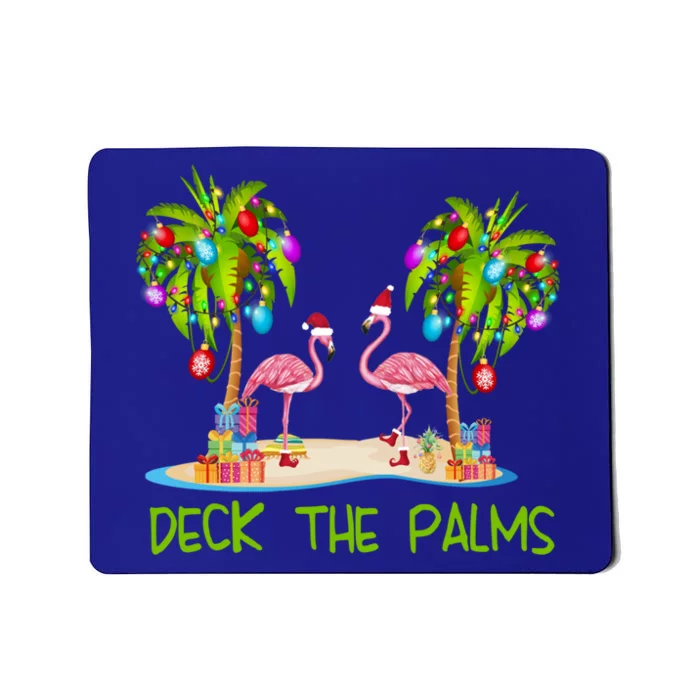 Deck The Palms Merry Flamingo Christmas Holiday Xmas Lights Funny Gift Mousepad