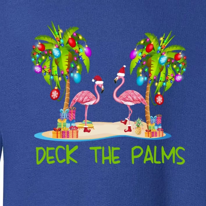 Deck The Palms Merry Flamingo Christmas Holiday Xmas Lights Funny Gift Toddler Sweatshirt