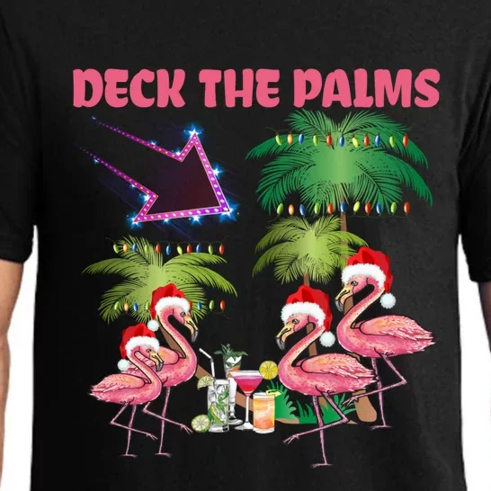 Deck The Palms Flamingo Tropical Christmas Palm Tree Lights Meaningful Gift Pajama Set