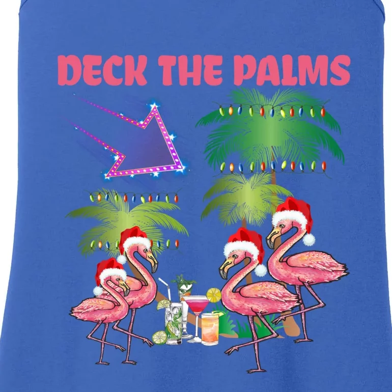 Deck The Palms Flamingo Tropical Christmas Palm Tree Lights Meaningful Gift Ladies Essential Tank