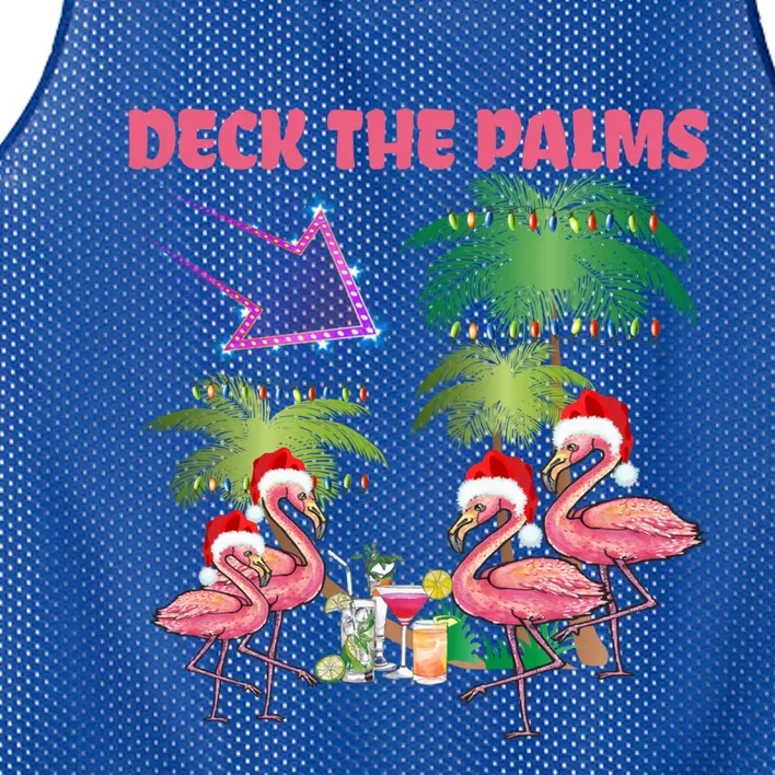 Deck The Palms Flamingo Tropical Christmas Palm Tree Lights Meaningful Gift Mesh Reversible Basketball Jersey Tank