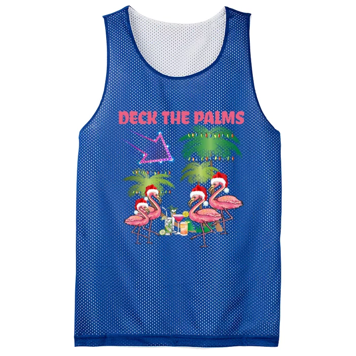 Deck The Palms Flamingo Tropical Christmas Palm Tree Lights Meaningful Gift Mesh Reversible Basketball Jersey Tank