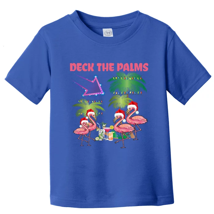 Deck The Palms Flamingo Tropical Christmas Palm Tree Lights Meaningful Gift Toddler T-Shirt