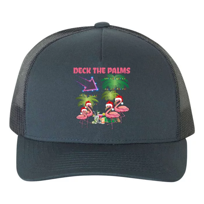 Deck The Palms Flamingo Tropical Christmas Palm Tree Lights Meaningful Gift Yupoong Adult 5-Panel Trucker Hat