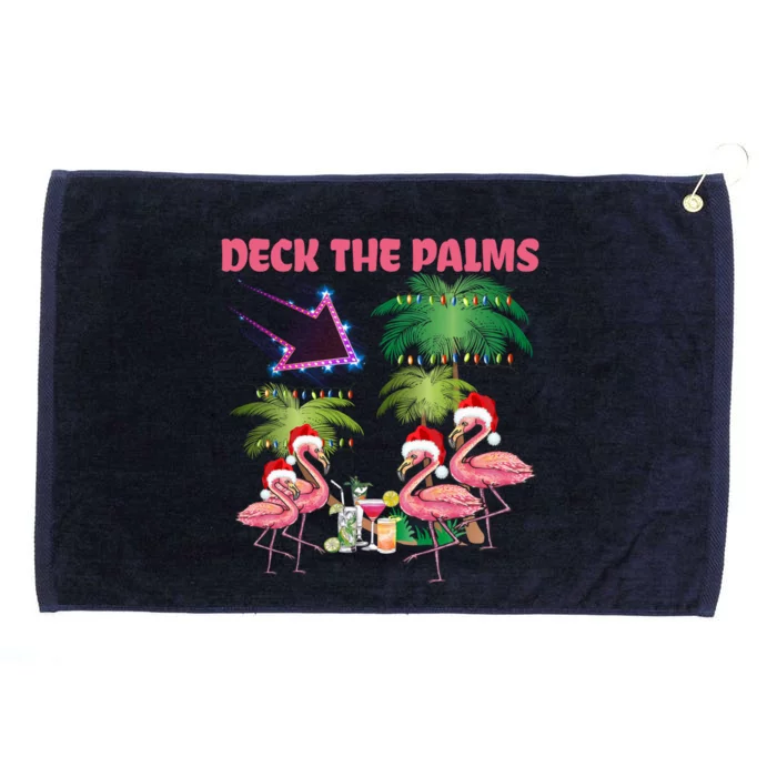 Deck The Palms Flamingo Tropical Christmas Palm Tree Lights Meaningful Gift Grommeted Golf Towel