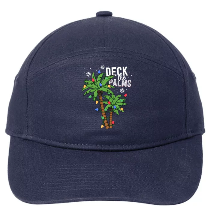 Deck The Palms Tropical Hawaii Christmas Palm Tree Lights Gift 7-Panel Snapback Hat