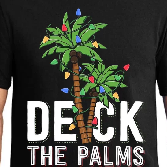 Deck The Palms Merry Christmas Tropical Hawaii Palm Tree Gift Pajama Set