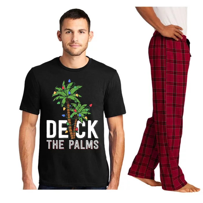 Deck The Palms Merry Christmas Tropical Hawaii Palm Tree Gift Pajama Set