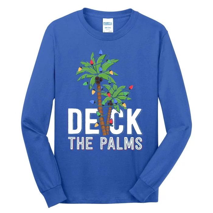 Deck The Palms Merry Christmas Tropical Hawaii Palm Tree Gift Tall Long Sleeve T-Shirt