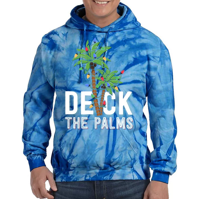 Deck The Palms Merry Christmas Tropical Hawaii Palm Tree Gift Tie Dye Hoodie