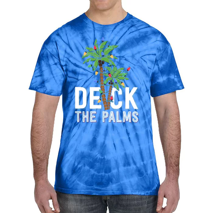 Deck The Palms Merry Christmas Tropical Hawaii Palm Tree Gift Tie-Dye T-Shirt