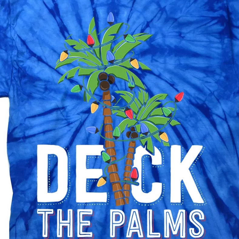 Deck The Palms Merry Christmas Tropical Hawaii Palm Tree Gift Tie-Dye T-Shirt