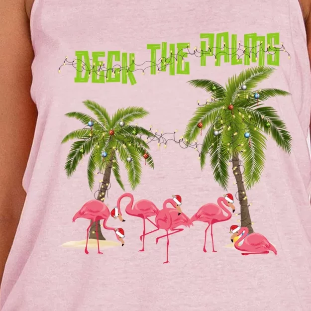 Deck The Palms Merry Flamingo Christmas Funny Xmas Meaningful Gift Women's Knotted Racerback Tank