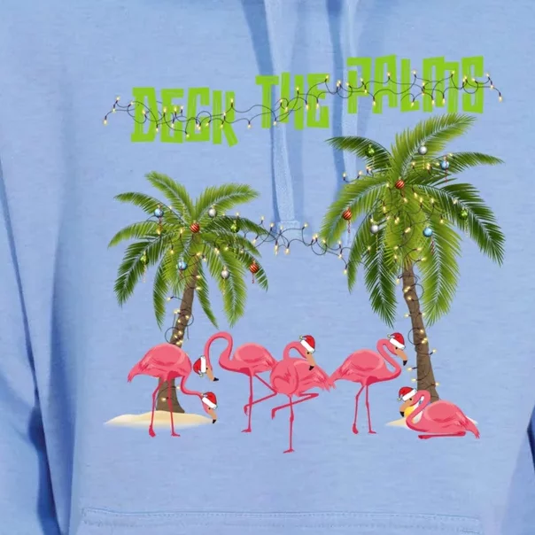 Deck The Palms Merry Flamingo Christmas Funny Xmas Meaningful Gift Unisex Surf Hoodie