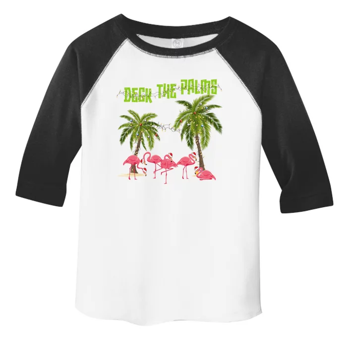 Deck The Palms Merry Flamingo Christmas Funny Xmas Meaningful Gift Toddler Fine Jersey T-Shirt