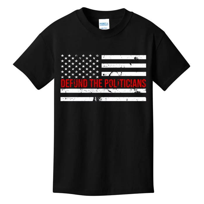 Defund The Politicians American Flag Kids T-Shirt