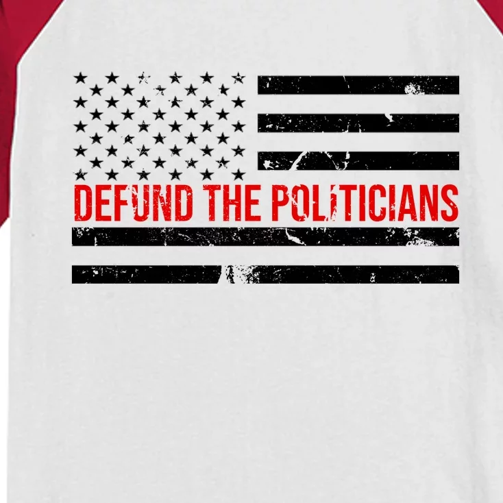 Defund The Politicians American Flag Kids Colorblock Raglan Jersey