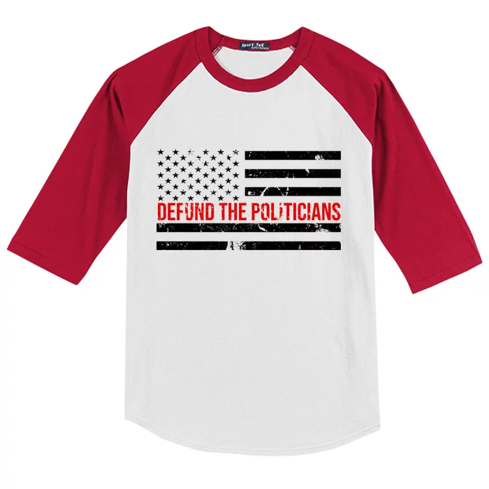 Defund The Politicians American Flag Kids Colorblock Raglan Jersey