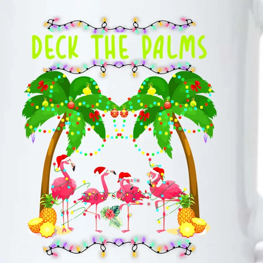 Deck The Palms Merry Flamingo Christmas Pajama Funny Xmas Cute Gift Black Color Changing Mug