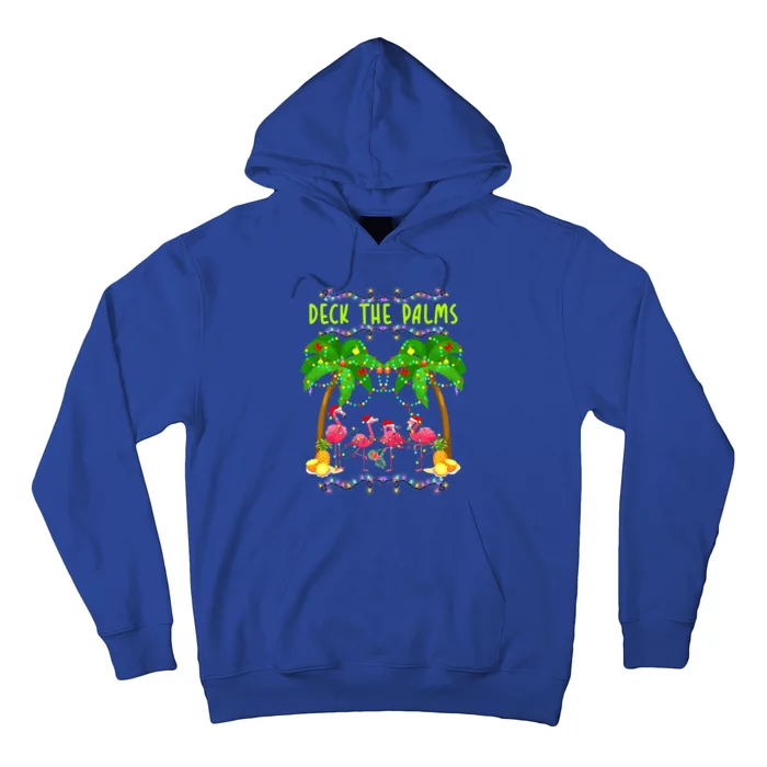 Deck The Palms Merry Flamingo Christmas Pajama Funny Xmas Cute Gift Hoodie