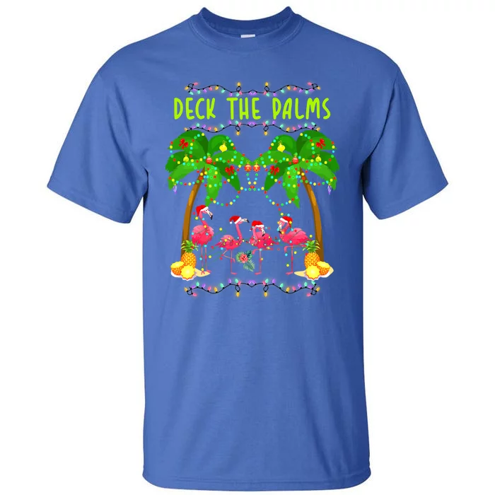 Deck The Palms Merry Flamingo Christmas Pajama Funny Xmas Cute Gift Tall T-Shirt