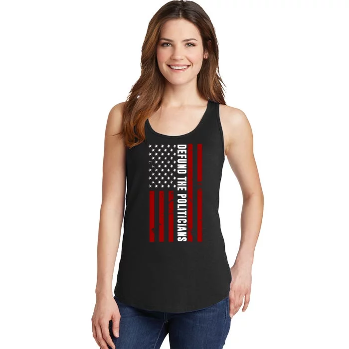 Defund The Politicians US Flag Ladies Essential Tank