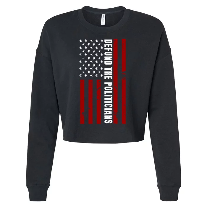 Defund The Politicians US Flag Cropped Pullover Crew