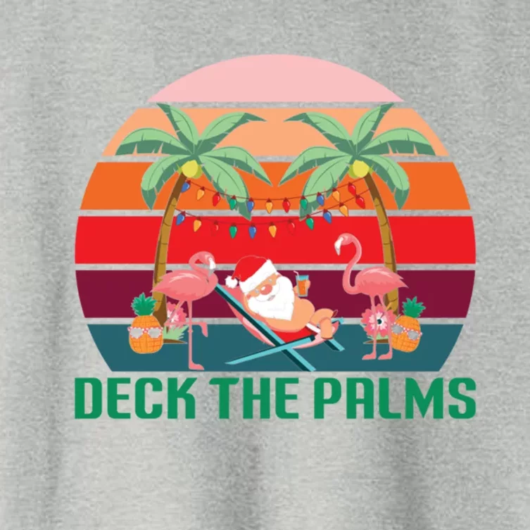 Deck The Palms Tropical Christmas In July Santa Flamingo Cool Gift Women's Crop Top Tee