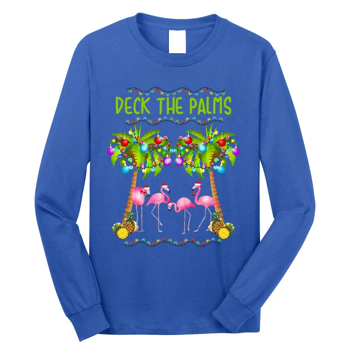 Deck The Palms Merry Flamingo Christmas Gift Sweater Long Sleeve Shirt