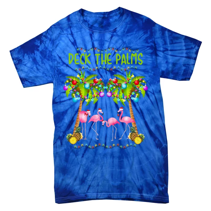 Deck The Palms Merry Flamingo Christmas Gift Sweater Tie-Dye T-Shirt