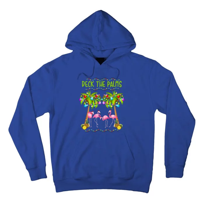 Deck The Palms Merry Flamingo Christmas Gift Sweater Tall Hoodie