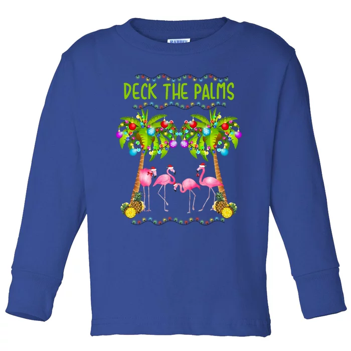 Deck The Palms Merry Flamingo Christmas Gift Sweater Toddler Long Sleeve Shirt