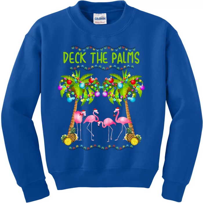 Deck The Palms Merry Flamingo Christmas Gift Sweater Kids Sweatshirt