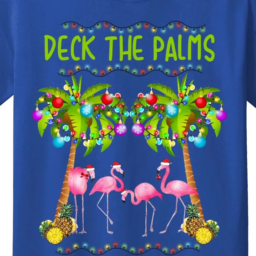 Deck The Palms Merry Flamingo Christmas Gift Sweater Kids T-Shirt