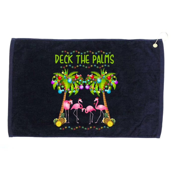 Deck The Palms Merry Flamingo Christmas Gift Sweater Grommeted Golf Towel