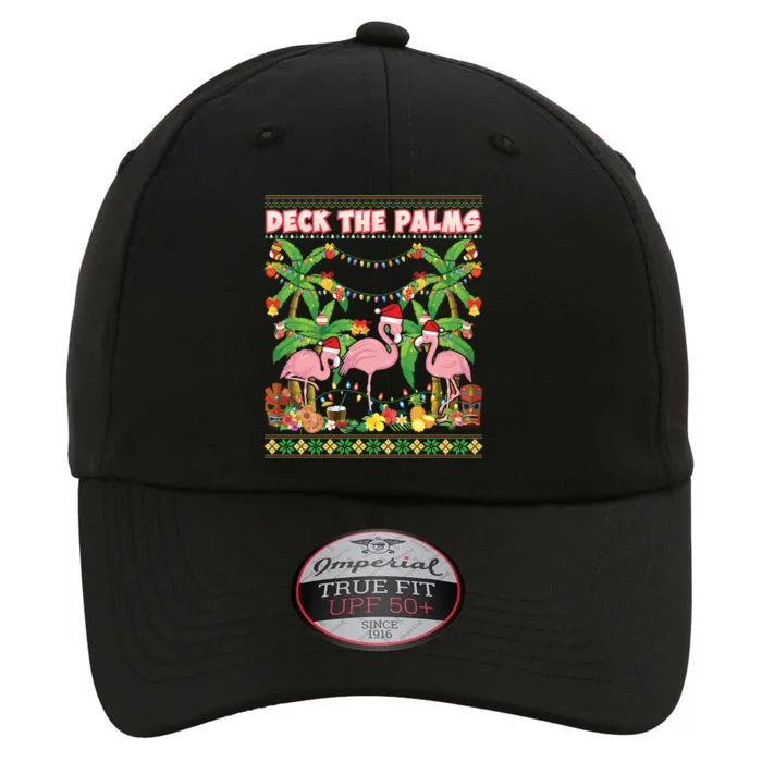 Deck The Palms Merry Flamingo Christmas Ugly Sweater Palm Gift The Original Performance Cap