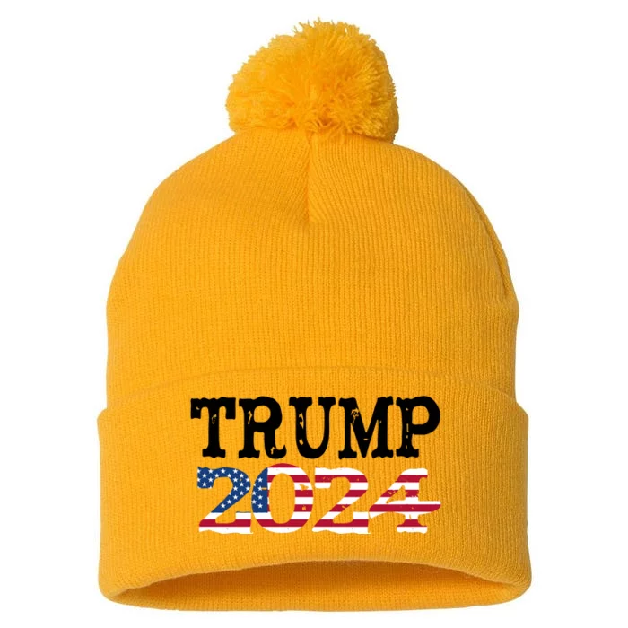 Donald Trump President 2024 Make America Great Again Pom Pom 12in Knit Beanie