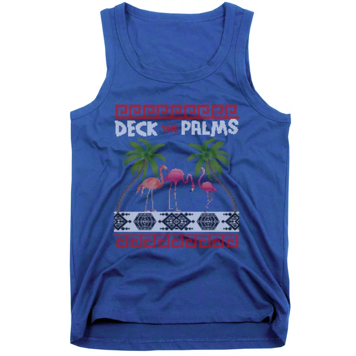 Deck The Palms Merry Flamingo Ugly Christmas Sweater Pyjamas Gift Tank Top