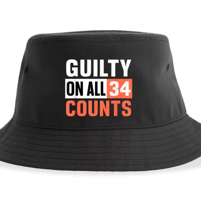 Donald Trump President 45 Guilty On All 34 Counts Charges Sustainable Bucket Hat