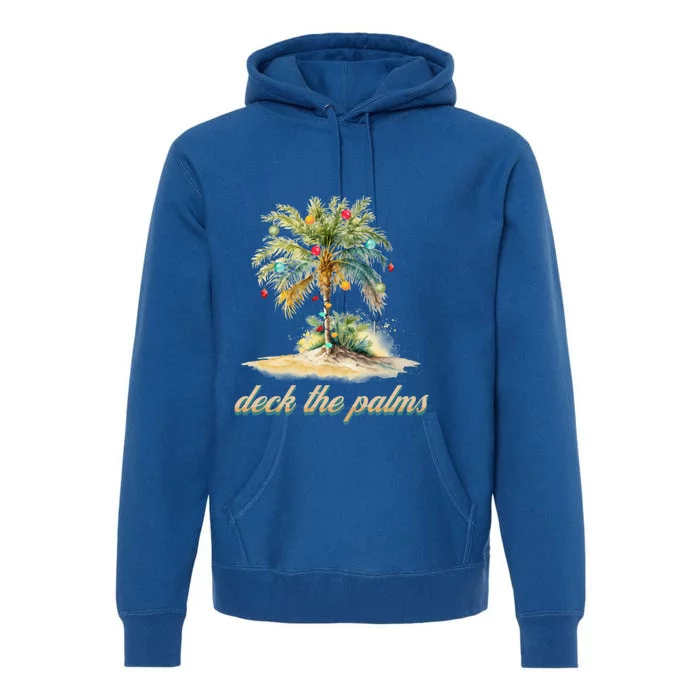 Deck The Palms Tropical Christmas Funny Gift Premium Hoodie