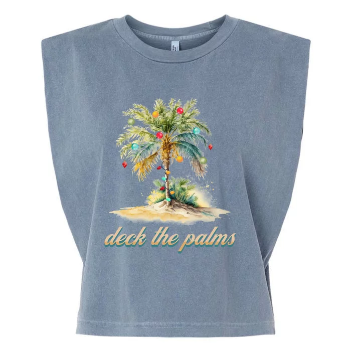 Deck The Palms Tropical Christmas Funny Gift Garment-Dyed Women's Muscle Tee