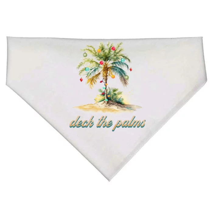 Deck The Palms Tropical Christmas Funny Gift USA-Made Doggie Bandana